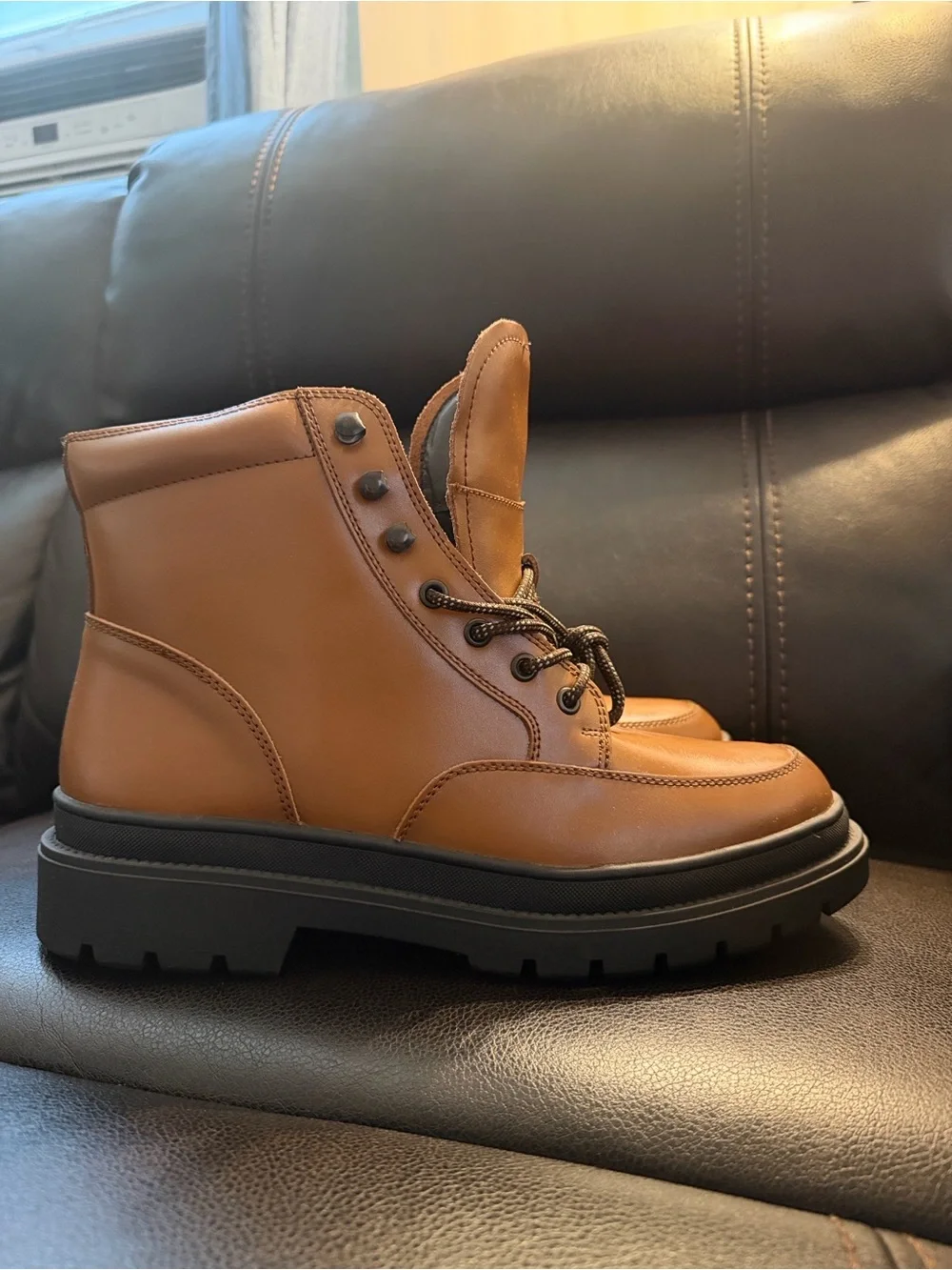 NEW men’s BP NORDSTROM brown leather  lace up hiking boots  size 10M